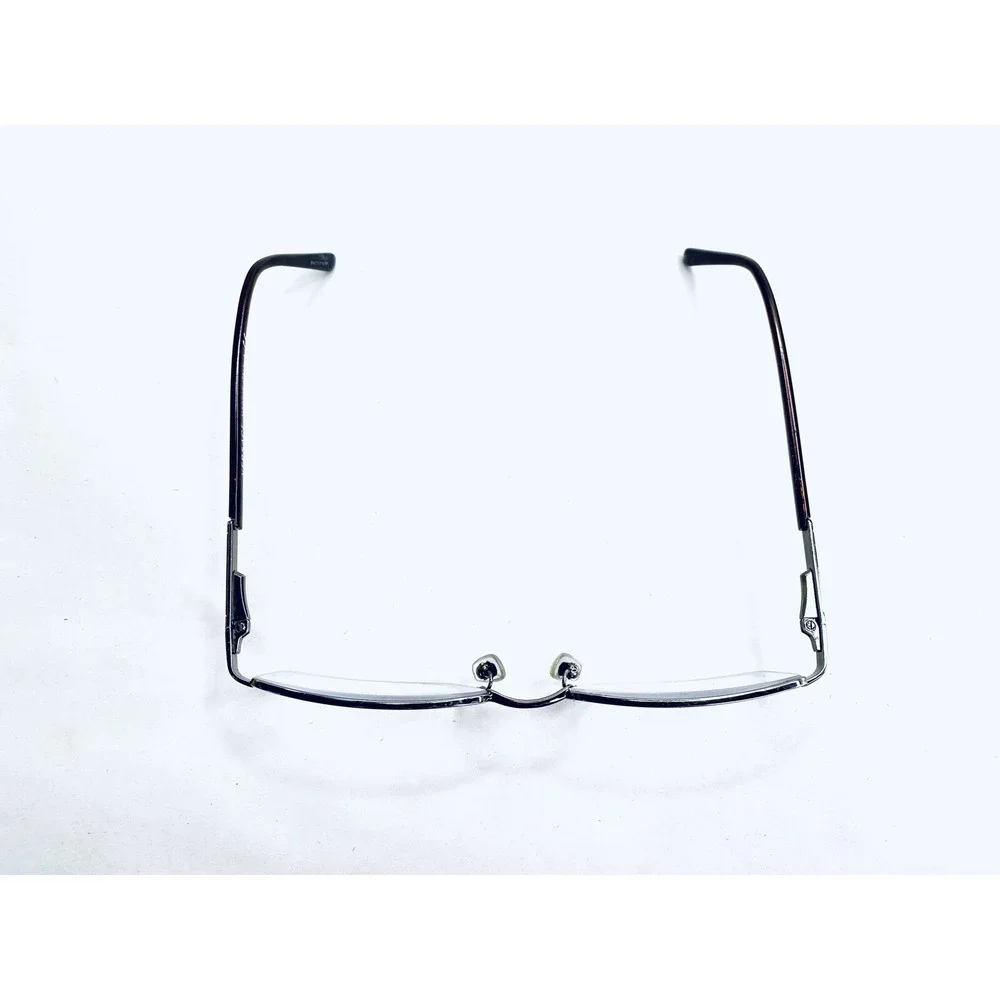 Versace Silver & Brown Half Rim Rectangular Glasses Italy 50 18 135
